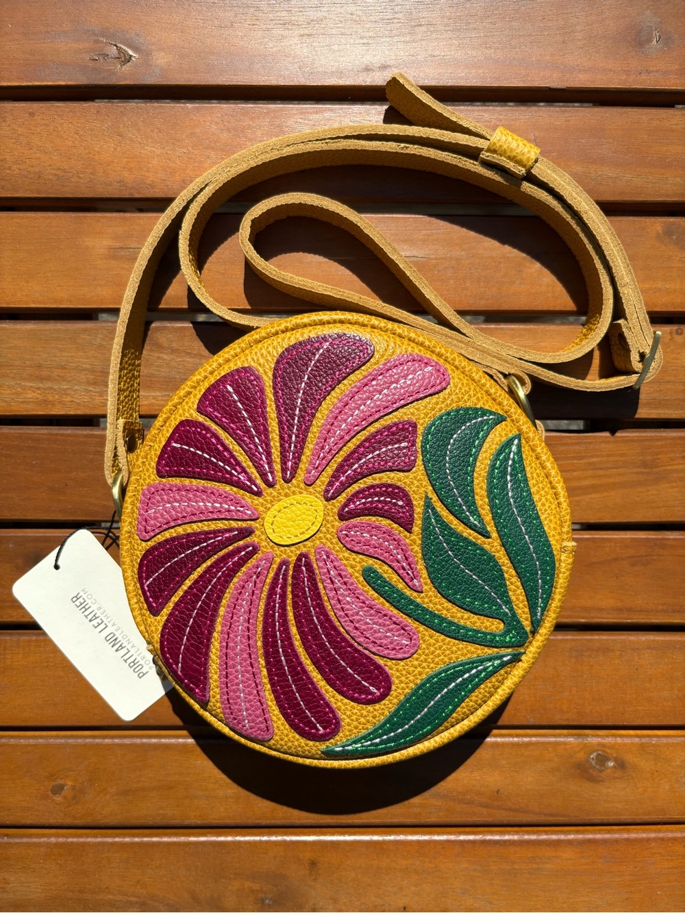 PLG Wildflower Sunshine Circle Crossbody Small Zipper Closure Interior Pocket
